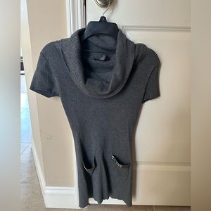 Women’s long fitted sweater with cowl neck gray size P/M